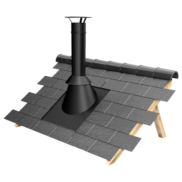 Kit de sortie de toiture TEN pour toiture en tuiles, Ø150/200 mm, noir